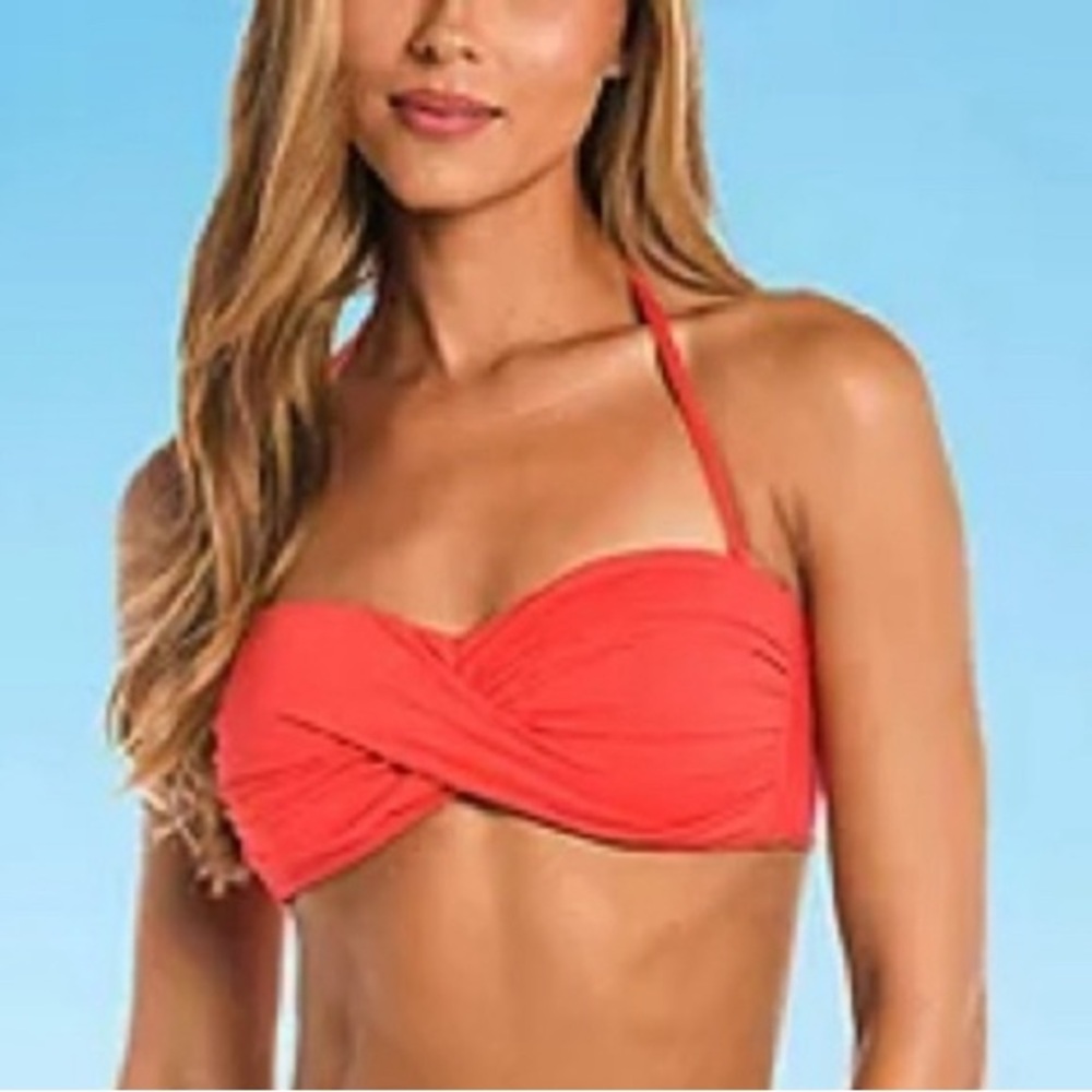 Orange Red Sweetheart Bikini Top